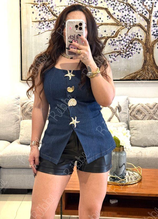 Denim conchas azul fuerte