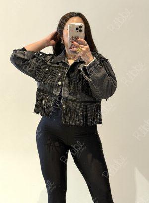 Chamarra flecos Negra