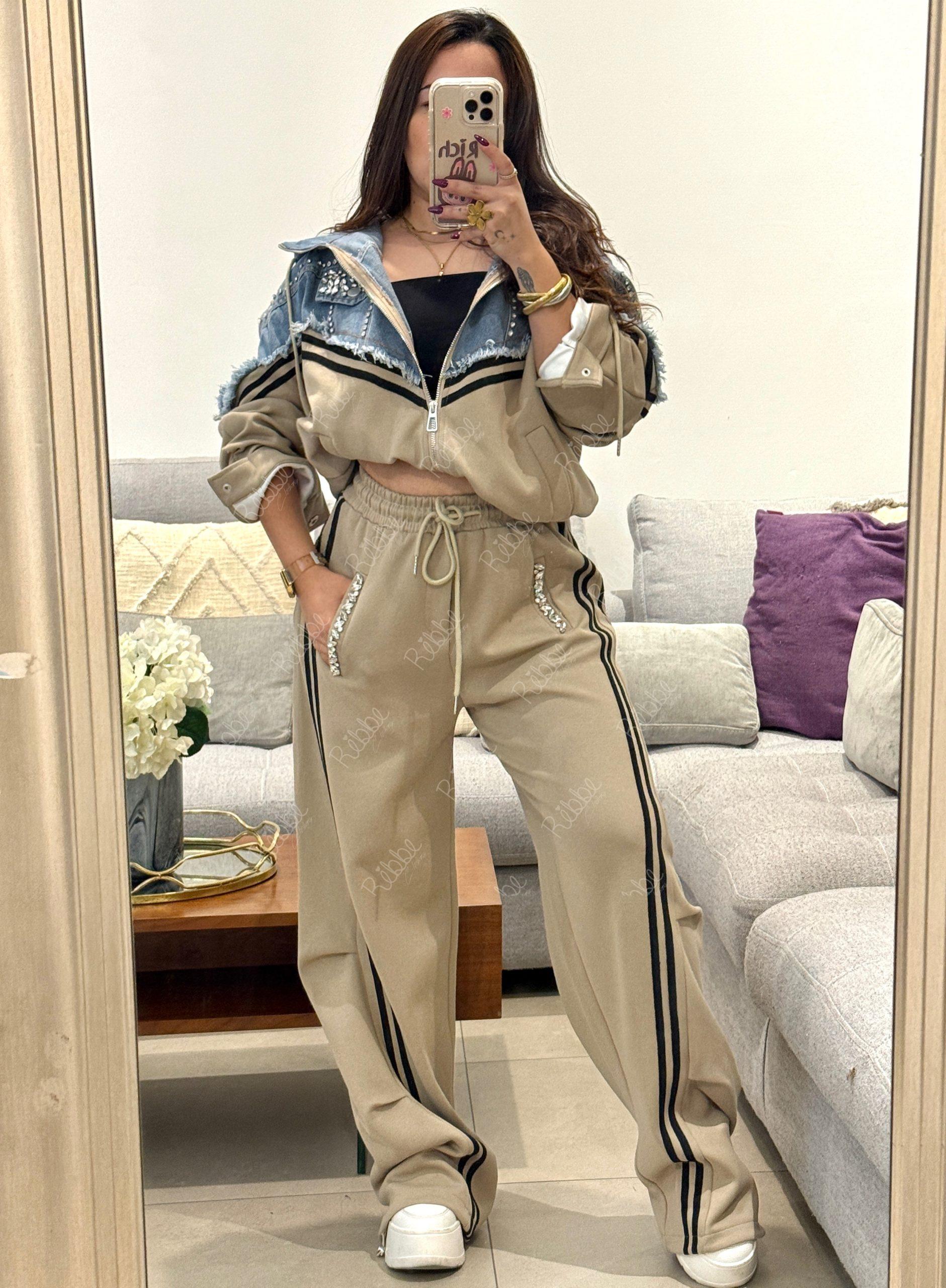 Set café con mezclilla