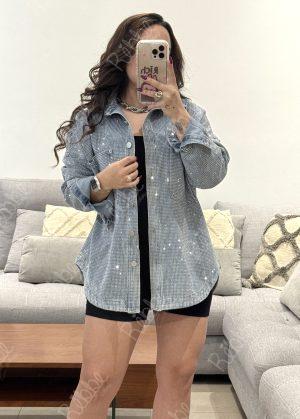 Camisa cristales denim/ PRE ORDEN
