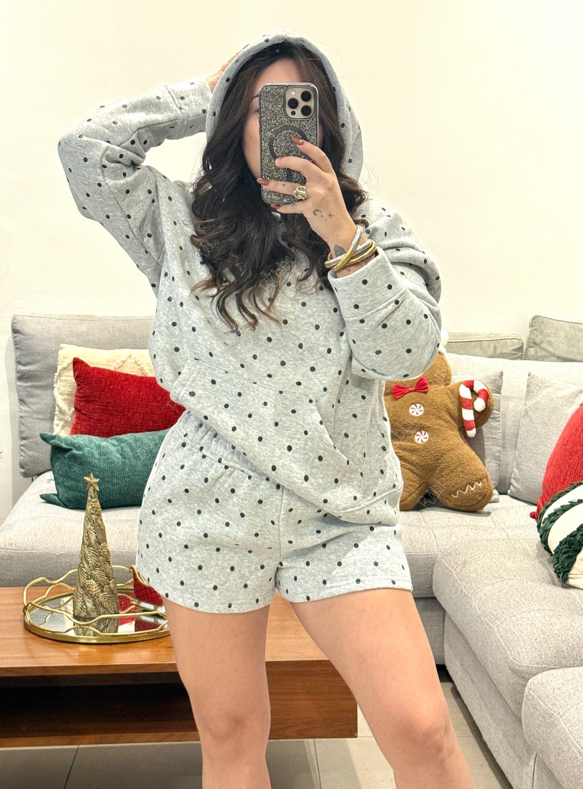 Set short lunares gris