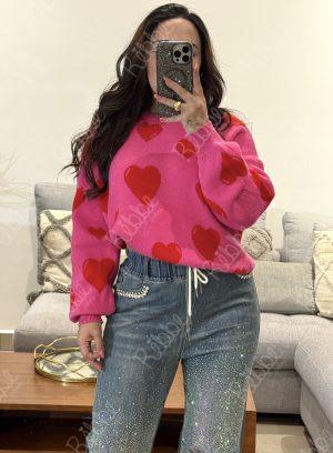 Suéter Corazones Rosas