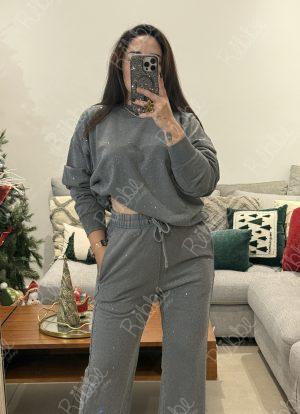 Set gris fuerte cristales