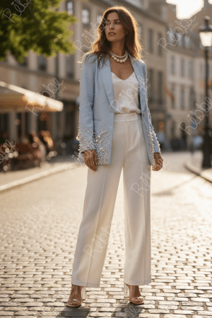 Blazer perlas celeste