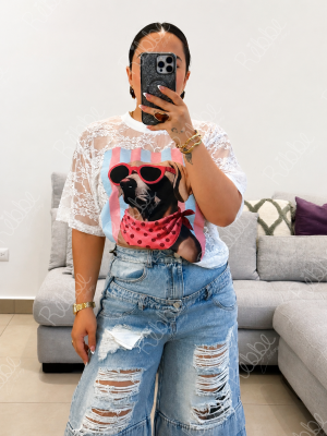 Blusa encaje perrito