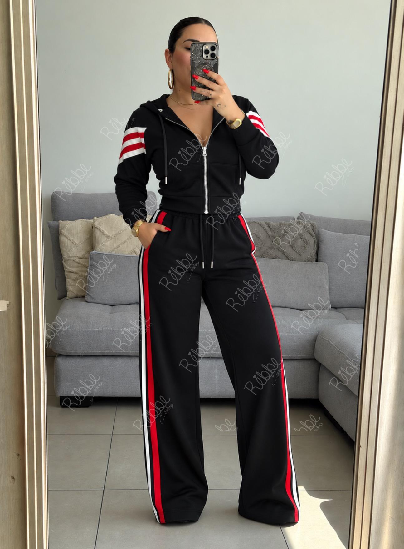 Set negro con rojo